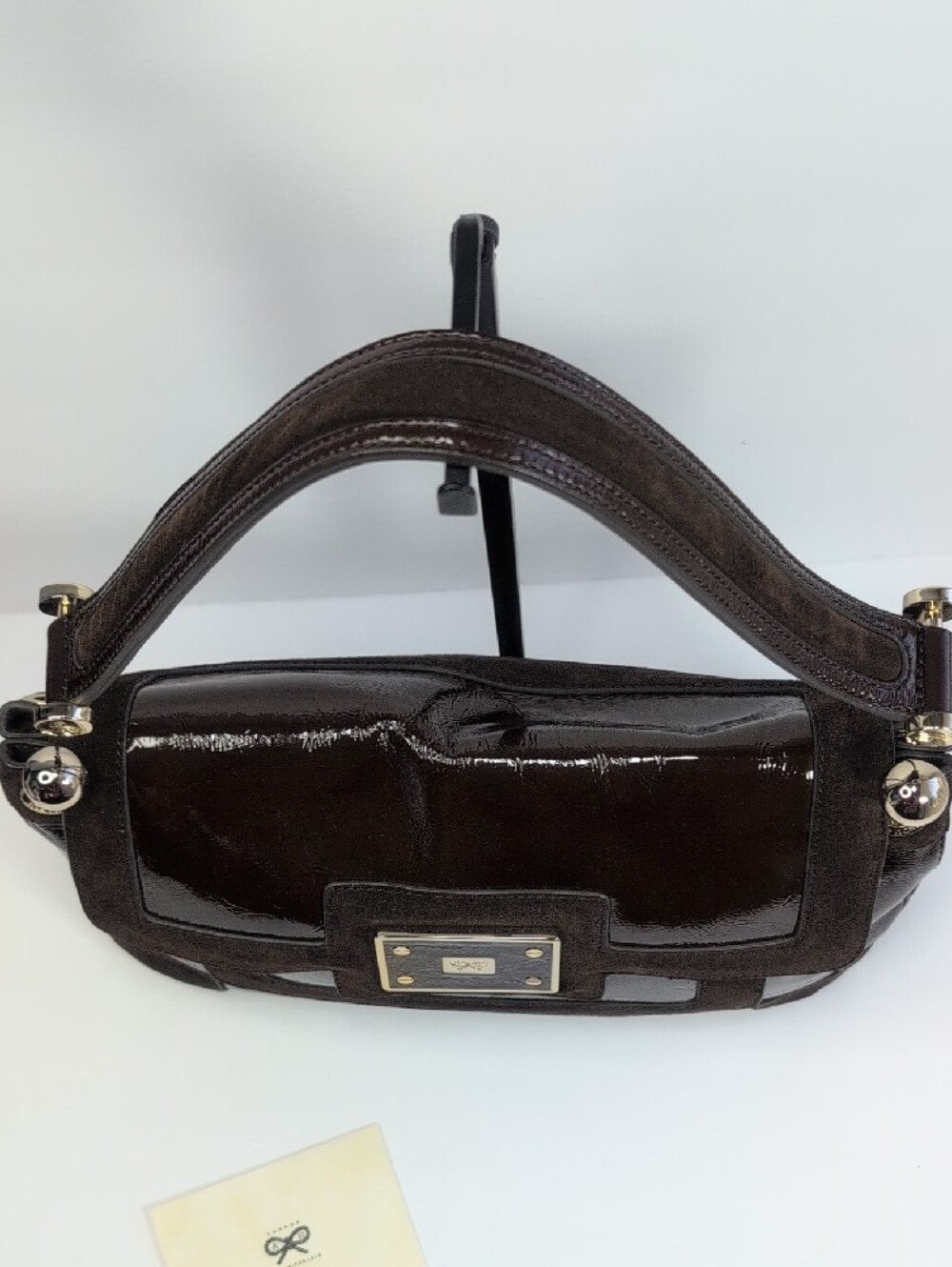 Anya Hindmarch Dark Brown Patent Leather And Suede Shoulder Bag - Picture 4 of 16